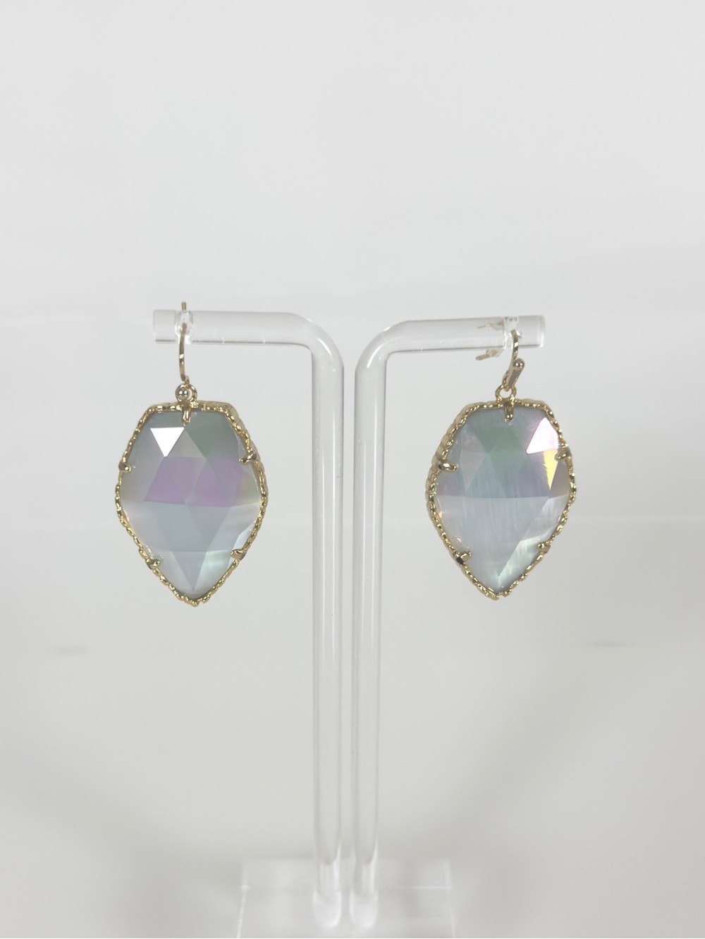 Kendra Scott Gold Tone Iridescent Faceted Drop Dangle Earrings